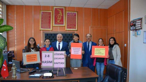 2-8 Kasım Lösemili Çocuklar Haftası Kapsamında Sıtkı Çetin Ortaokulu Öğrencileri Müdürlüğümüzü Ziyaret Ettiler